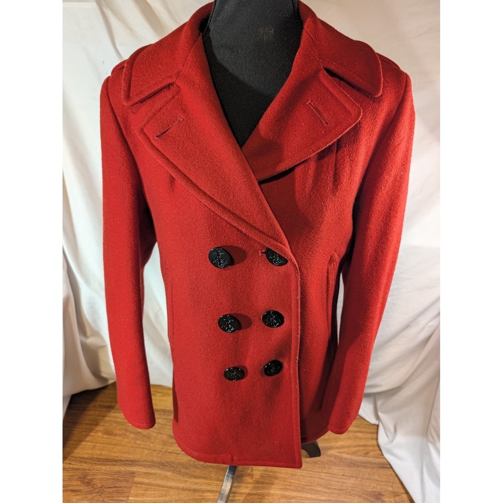 Vtge Sterling Wear Anchor Collection Size 10L Red Wool Peacoat W21